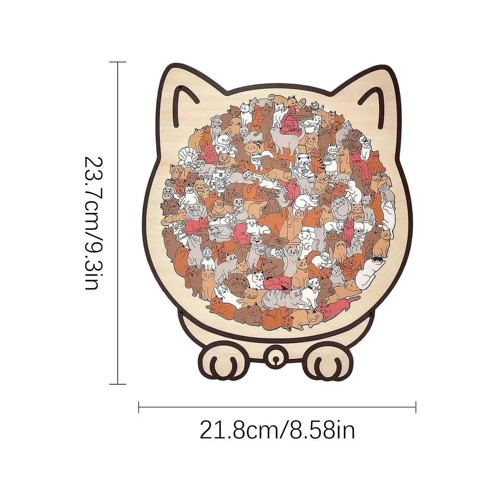 Wooden Cat Puzzle Cat-Shaped Wooden Jigsaw Puzzle Irregular Puzzle Pieces Game Birthday Xmas Gifts for Cat Lovers Home Decor