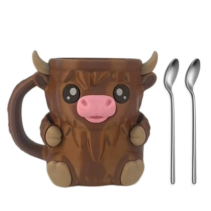 Highland Cow Cute Ice Cream Pint Holder with Antifreeze Handle Reusable 3D Printed Popsicle Containers Beer Can Holders Party