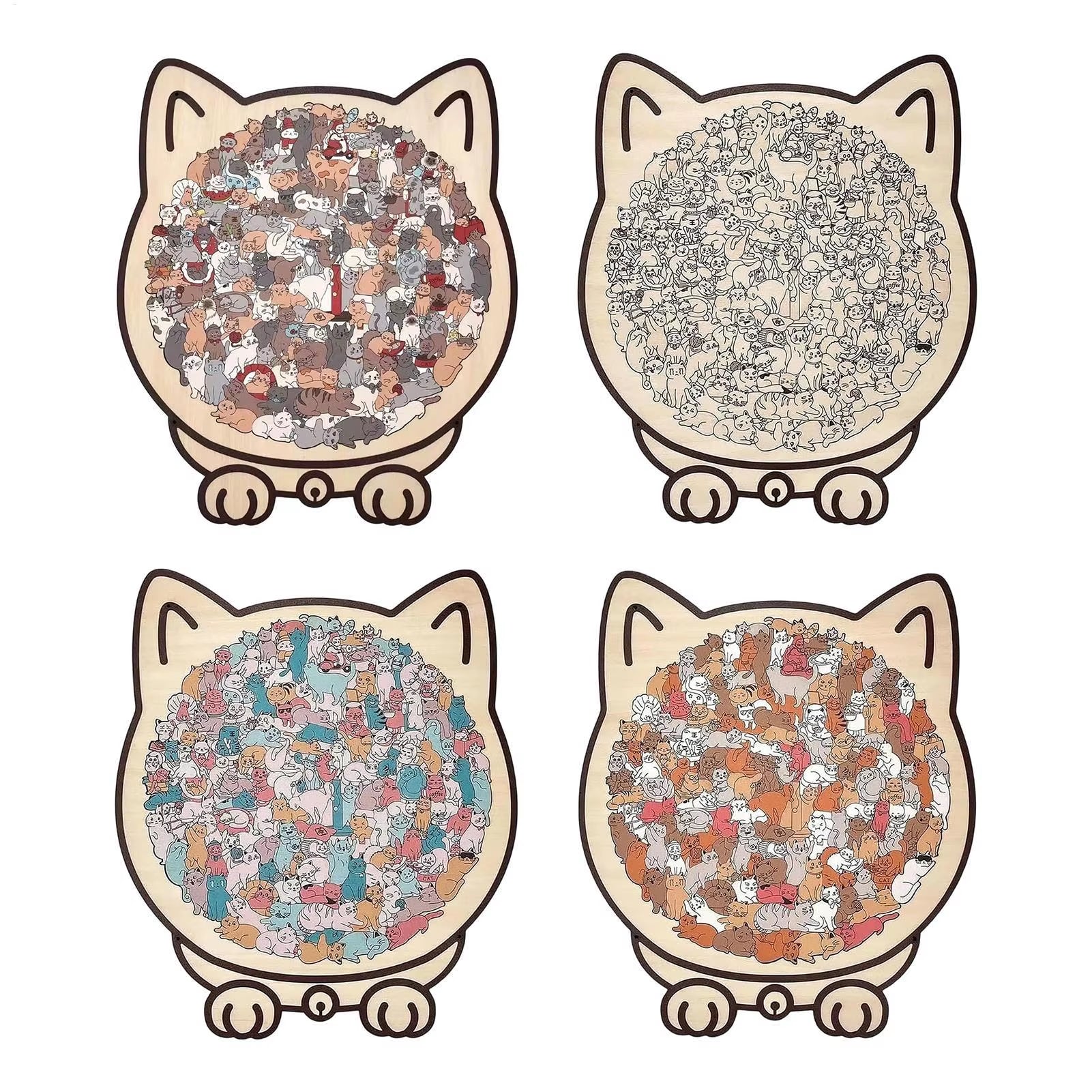 Wooden Cat Puzzle Cat-Shaped Wooden Jigsaw Puzzle Irregular Puzzle Pieces Game Birthday Xmas Gifts for Cat Lovers Home Decor