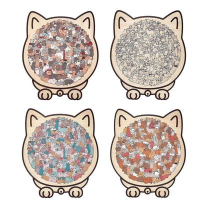 Wooden Cat Puzzle Cat-Shaped Wooden Jigsaw Puzzle Irregular Puzzle Pieces Game Birthday Xmas Gifts for Cat Lovers Home Decor