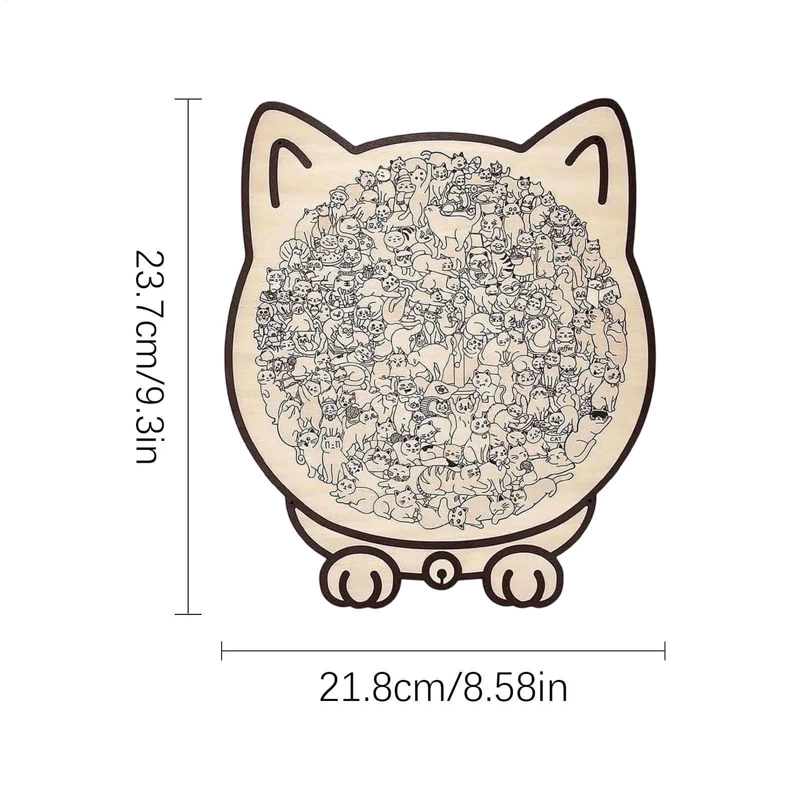 Wooden Cat Puzzle Cat-Shaped Wooden Jigsaw Puzzle Irregular Puzzle Pieces Game Birthday Xmas Gifts for Cat Lovers Home Decor