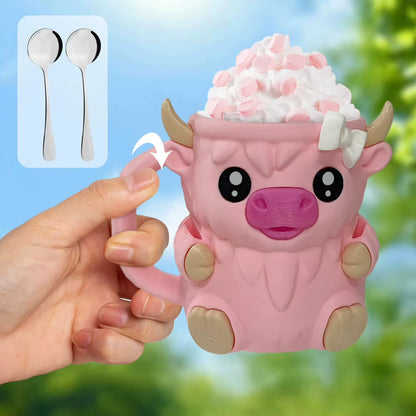 Highland Cow Cute Ice Cream Pint Holder with Antifreeze Handle Reusable 3D Printed Popsicle Containers Beer Can Holders Party