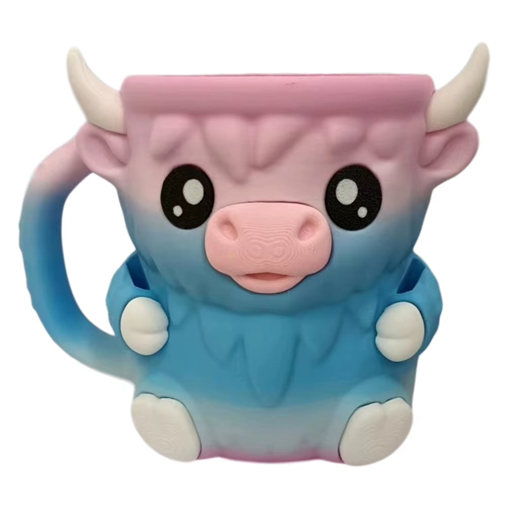 Highland Cow Cute Ice Cream Pint Holder with Antifreeze Handle Reusable 3D Printed Popsicle Containers Beer Can Holders Party
