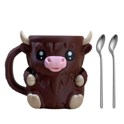 Highland Cow Cute Ice Cream Pint Holder with Antifreeze Handle Reusable 3D Printed Popsicle Containers Beer Can Holders Party