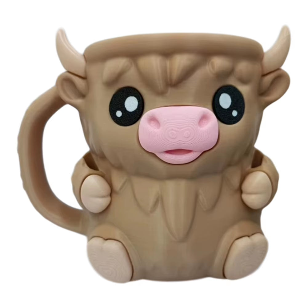 Highland Cow Cute Ice Cream Pint Holder with Antifreeze Handle Reusable 3D Printed Popsicle Containers Beer Can Holders Party