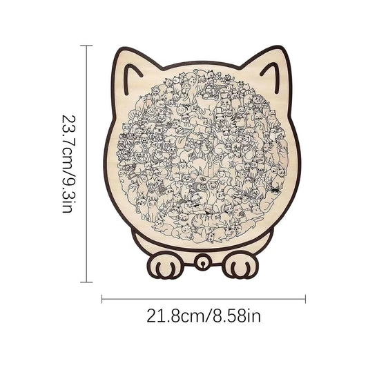 Wooden Cat Puzzle Cat-Shaped Wooden Jigsaw Puzzle Irregular Puzzle Pieces Game Birthday Xmas Gifts for Cat Lovers Home Decor