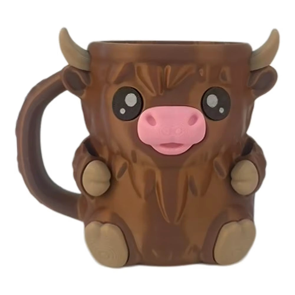 Highland Cow Cute Ice Cream Pint Holder with Antifreeze Handle Reusable 3D Printed Popsicle Containers Beer Can Holders Party